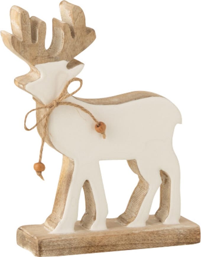 J-Line decoratie Rendier Op Voet - hout - wit - small