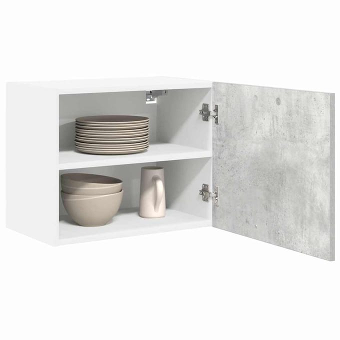 vidaXL - Hangkast - 2 - st - Beton - Grijs - en - Wit - Bewerkt - hout