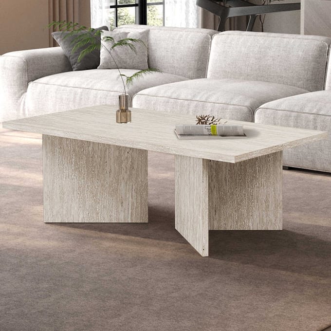 Salontafel Litar - 125x65x42cm - Beige Travertin