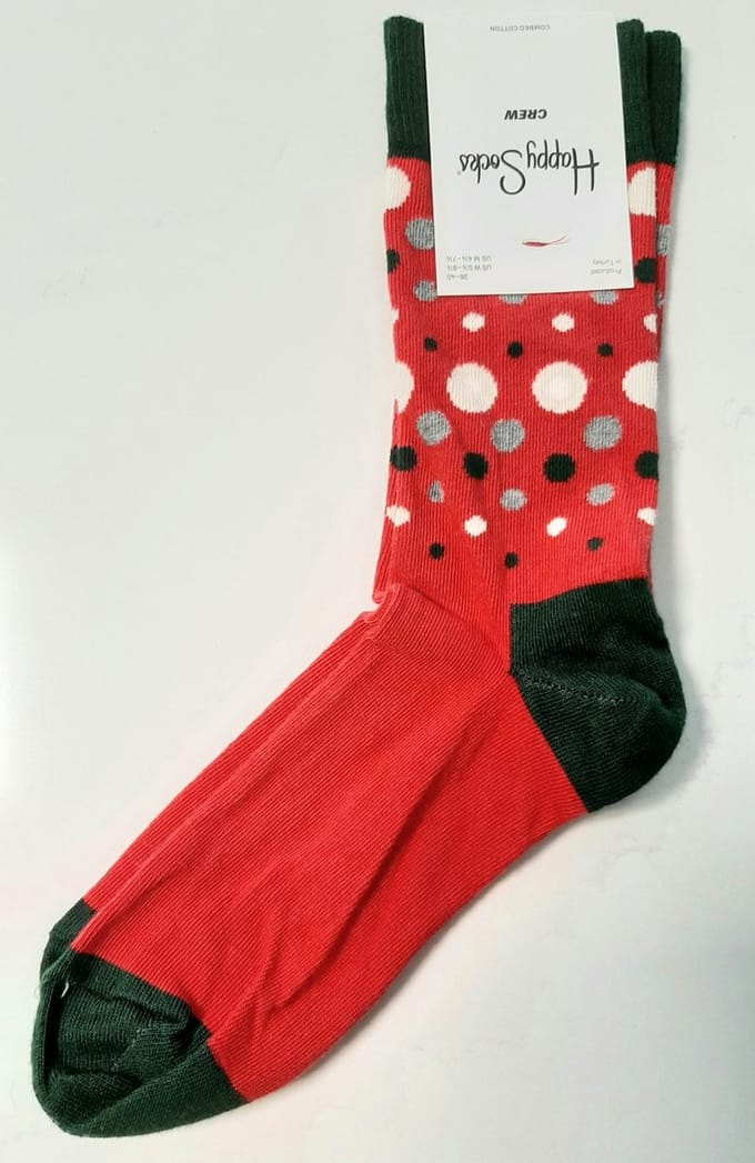 Happy Socks - X-mas snow - rood wit groen - dots - stippen 36-40