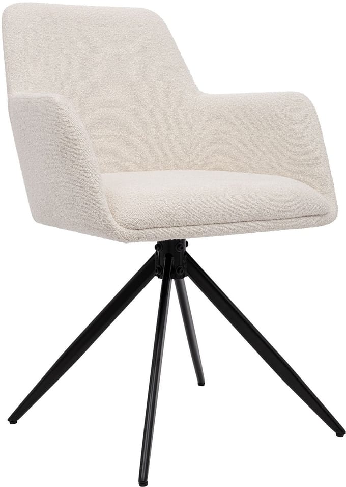 CLP Olema Eetkamerstoel - draaibaar - met armleuning - metalen frame - Teddy Stof/creme