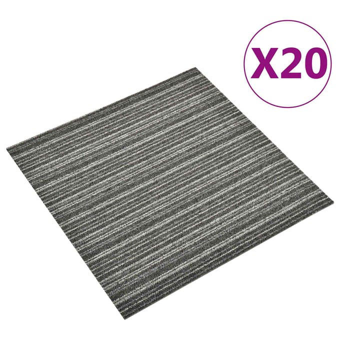 vidaXL - Tapijt - 20 - st - Gestreept - Antraciet - 50 - x - 50 - cm - 100% - Polypropyleen