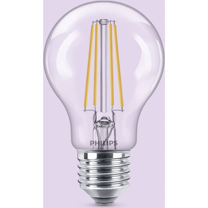 Philips LED lamp transparant - 60W - E27 fitting - Warmwit licht; 2700K - 6-pack