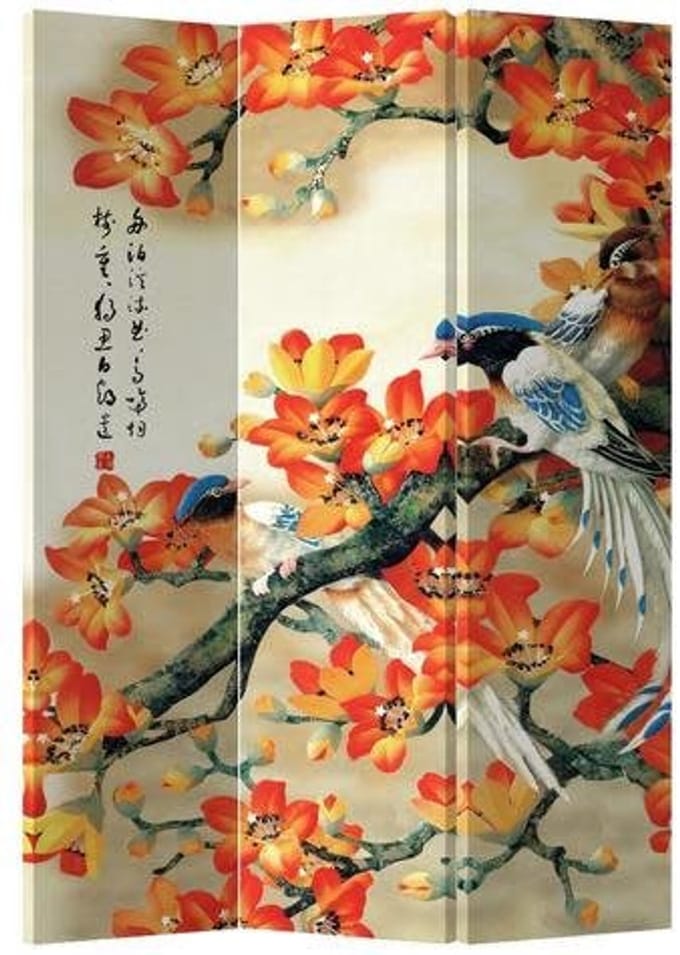 Fine Asianliving Kamerscherm Scheidingswand B120xH180cm 3 Panelen Bloesems