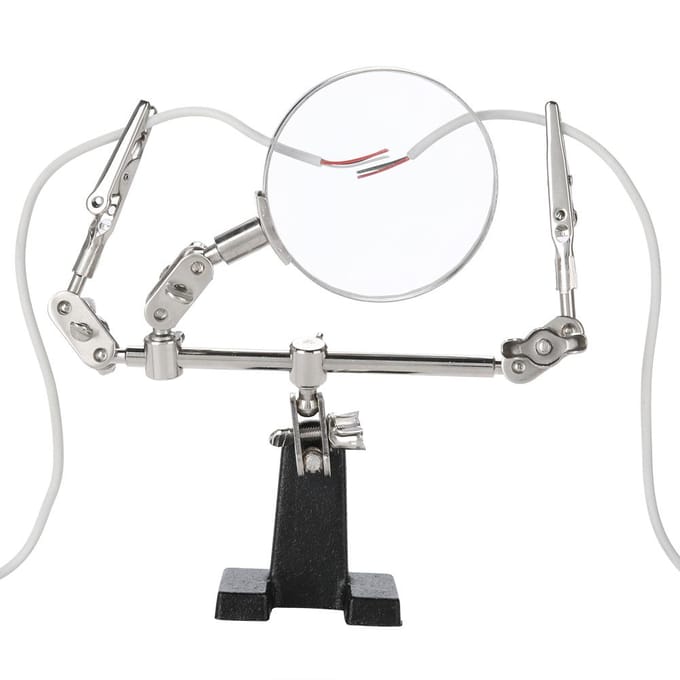Outil d'aide 3ème main Loupe 5X Accessoire de bijouterie Loupe avec 2 pinces