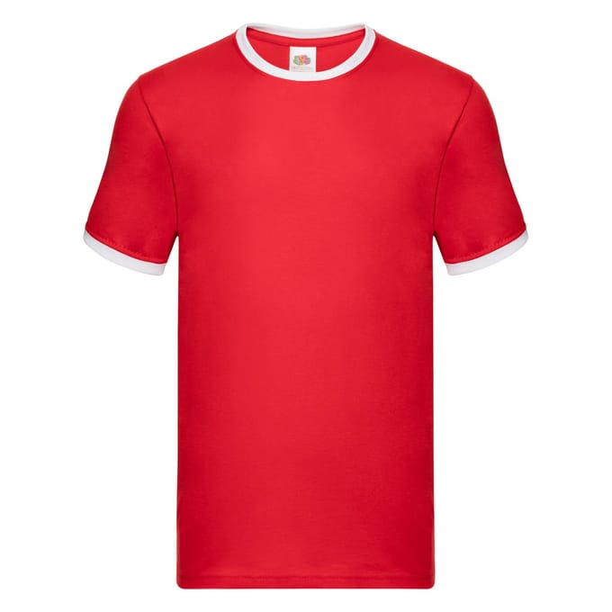 Fruit of the Loom Heren Ringer T-Shirt (Rood/Wit)