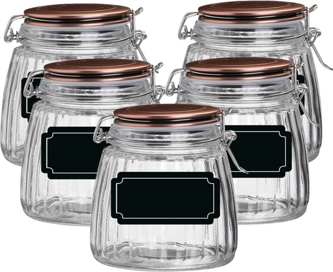Weckpot/inmaakpot - 10x - 1L - glas - met beugelsluiting - incl. etiketten