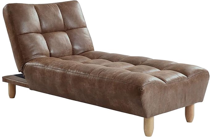Vente-unique Chaise longue Klik-Klak van gerijpte microvezel ESTEBAN - chocolade vintage L 84 cm x H 87 cm x D 165 cm