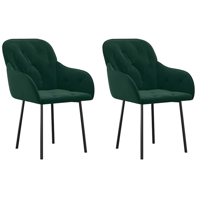 vidaXL - Eetkamerstoelen - 2 - st - fluweel - donkergroen
