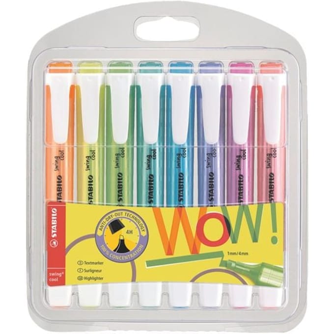 STABILO swing cool Markeerstiften - Set van 8 fluorescerende kleuren voor een creatieve en kleurrijke markering