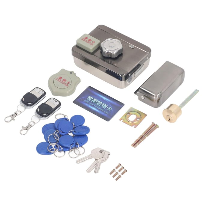 Serrure de porte électronique à pêne dormant Système de contrôle d'accès à pêne dormant sans clé avec 2 télécommandes gray