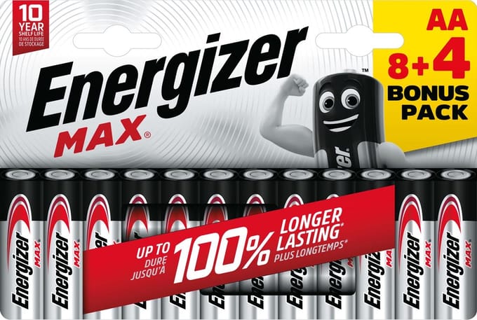Energizer batterijen Max AA | blister van 8 stuks + 4 stuks gratis
