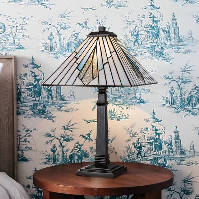 Elstead Lighting Tiffany LED Tafellamp Alderley | 1X E27 Max 60W | Dimbaar | Vintage Bronze