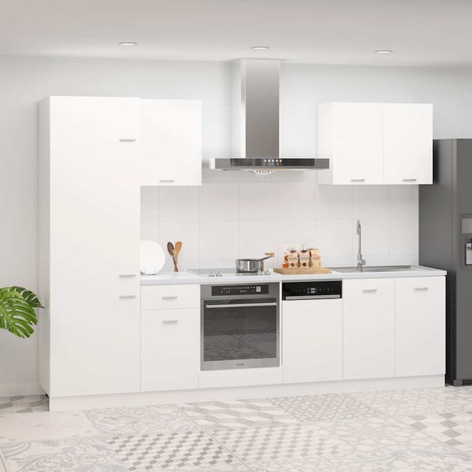vidaXL - 7-delige - Keukenkastenset - Lyon - bewerkt - hout - wit