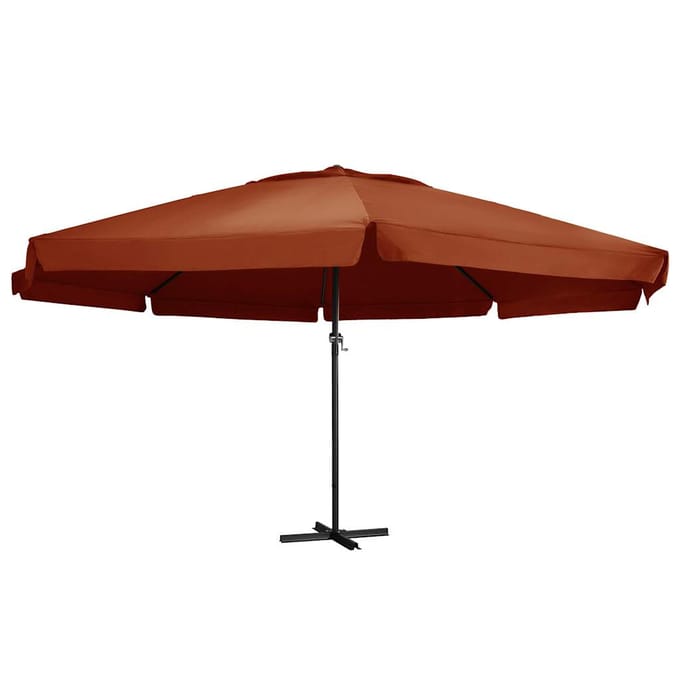 vidaXL - Parasol - met - aluminium - paal - 600 - cm - terracottakleurig