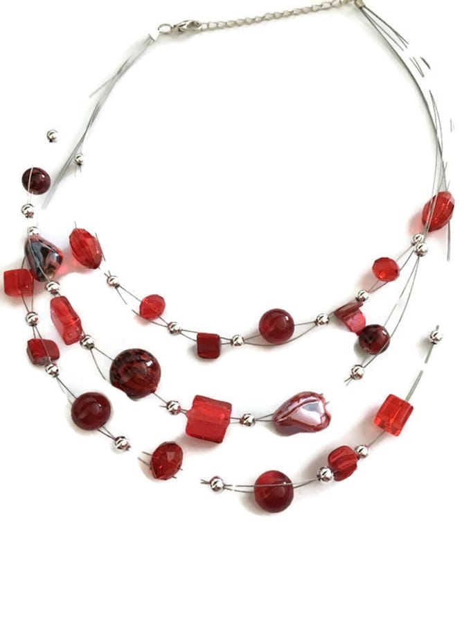 Petra's Sieradenwereld - Ketting laagjes rood (10452519)