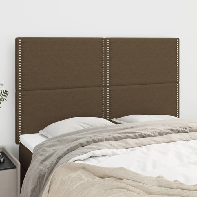 vidaXL Hoofdbord donkerbruin 144x5x118/128 cm stof