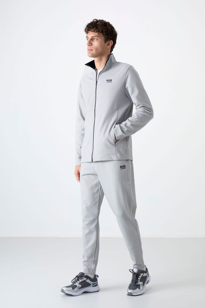 Heren Sweatshirt met Ritskraag en Broekset