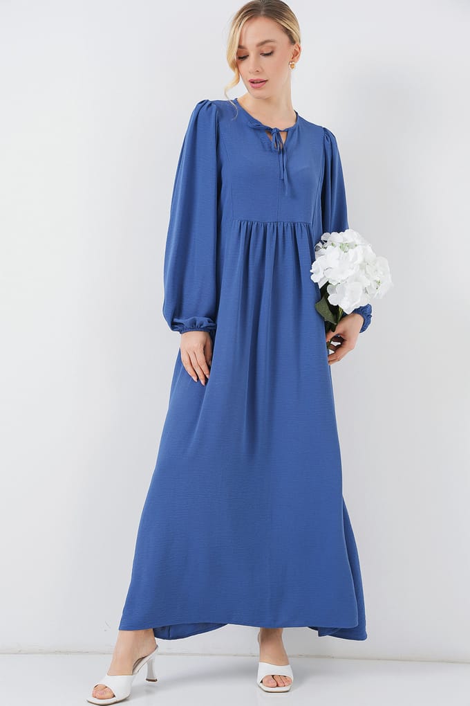 Gestipt Patroon Maxi-jurk met Strik