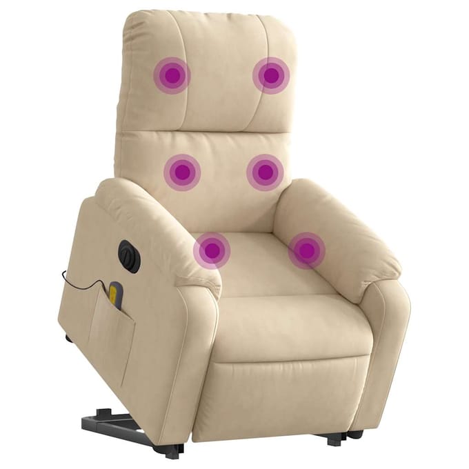 vidaXL - Sta-op-massagestoel - elektrisch - microvezelstof - crèmekleurig