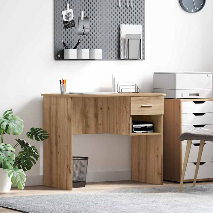 vidaXL - Bureau - Artisan - Eiken - 90 - x - 49 - x - 75 - cm - Bewerkt - hout