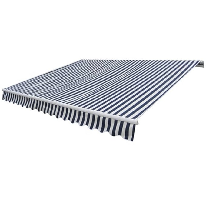 vidaXL - Luifel - handmatig - uittrekbaar - 300 - cm - blauw/wit