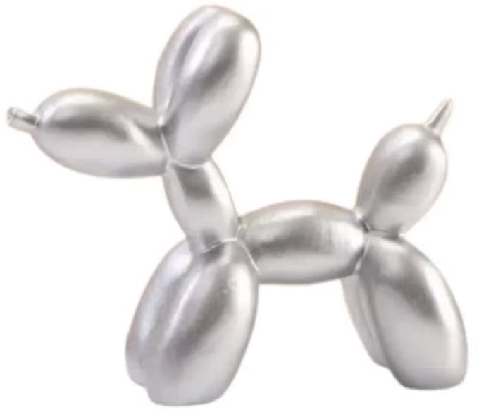 DWIH - Standbeeld Ballon Hond - Jeff Koons kleine replica - Zilver - Decoratie - 9 cm