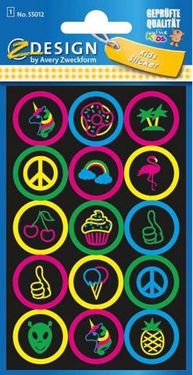 Avery Neon etiket Z-design Kids buttons pakje a 1 vel