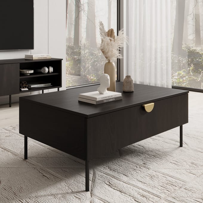 Meubella - Salontafel Monor - Zwart eiken - 100 cm