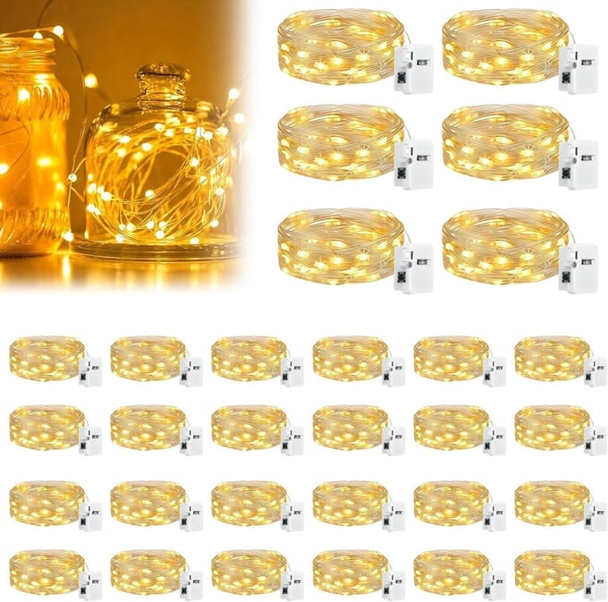 30 Stuks Mini LED Fairy Lights op Batterij, 2 m Warm Witte Micro LED String Verlichting voor Tuin, Feest, Kerst en Bruiloft Decoratie