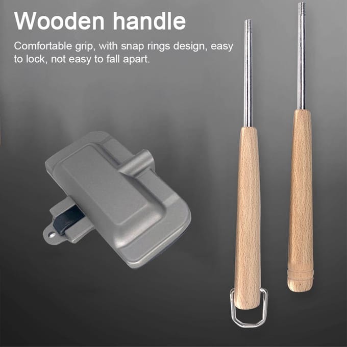 Camping Sandwich Bakpan Dubbelzijdig Sandwich Maker Anti-aanbak Aluminium Flip Grill Pan met zwart