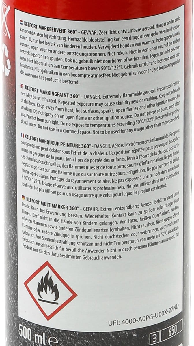 Kelfort Markeerverf 360 Graden Fluor Rood 500 ml - 1526291