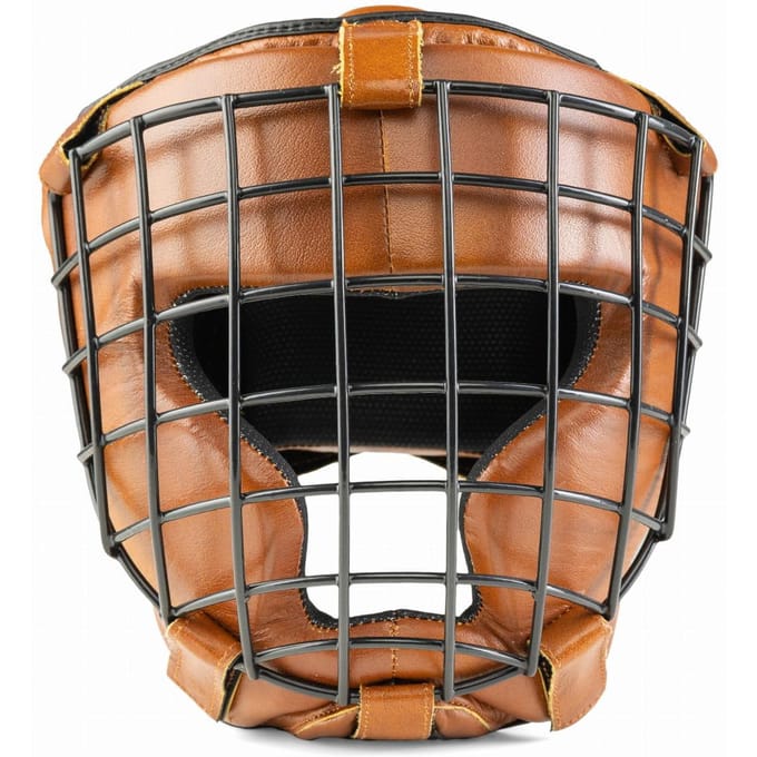 Retro Tan Evolution L OG-15LRT Echt Leer Trainingshoofddeksel met Metalen Rooster