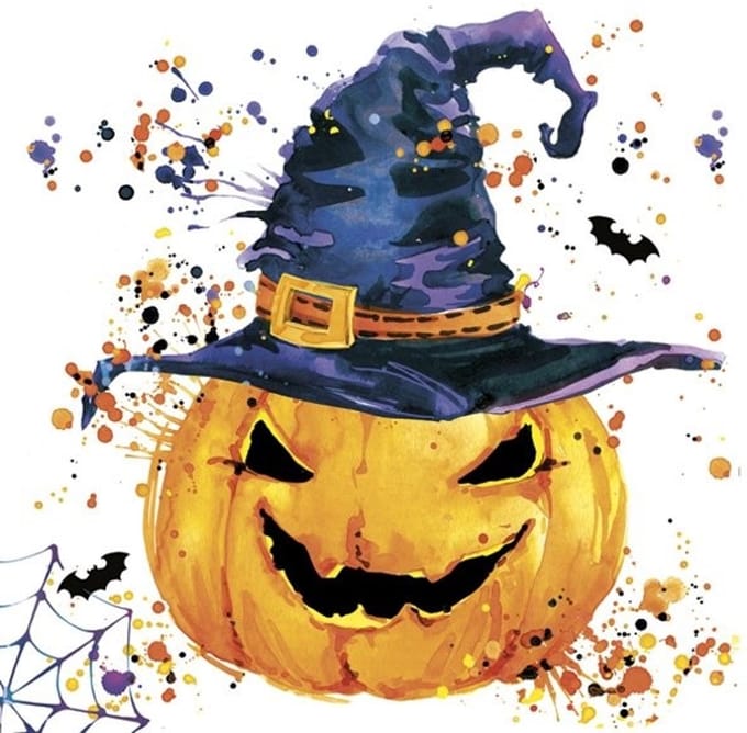 Lunch servetten Creepy pumkin with splashes - Daisy - 33x33 cm