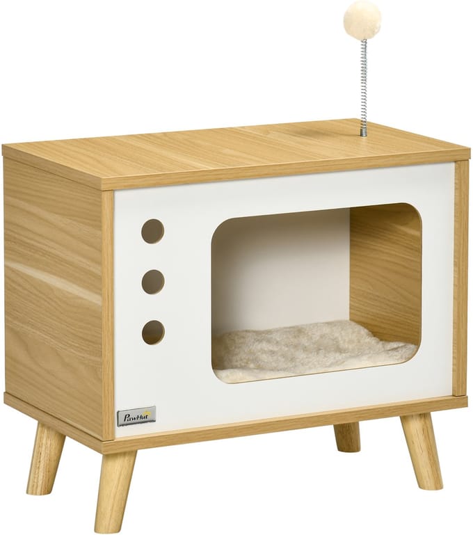 4goodz Kattenmand model TV - 50x28x43 cm - Bruin/Wit