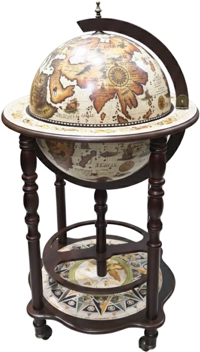 Brulo - Wereldbol - Globebar - Hout - Bruin - Meriwether- 42 cm diameter