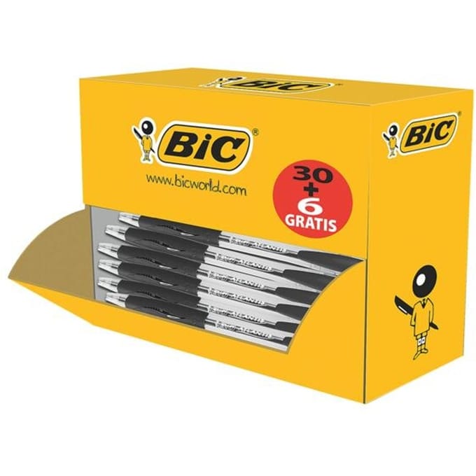 BIC Atlantis Classic Intrekbare Balpen - Zwart - Doos van 36 - Medium Punt 1 mm