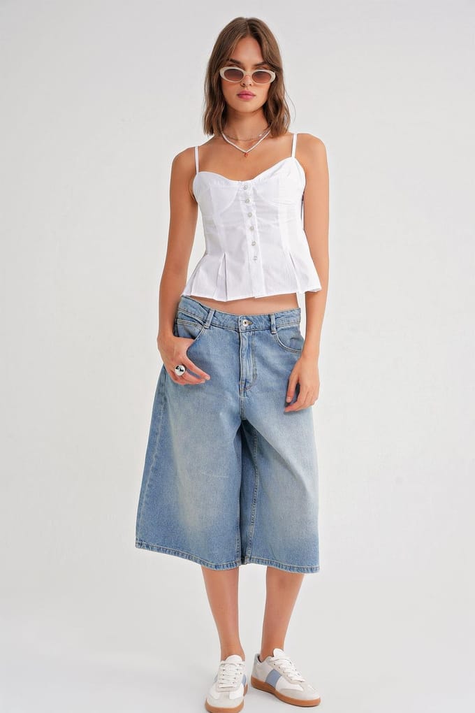 Schattige Nekknopen Peplum Camisole Top