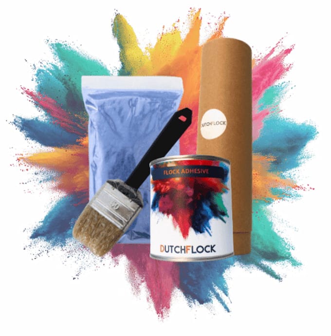 Flocking Kit Donkerblauw Medium | 200gr. flocking poeder - 250ml flock lijm - applicator - kwast
