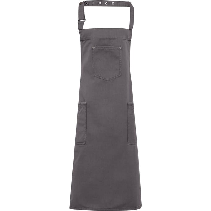 Premier Unisex Chino Cotton Bib Apron (Staal)