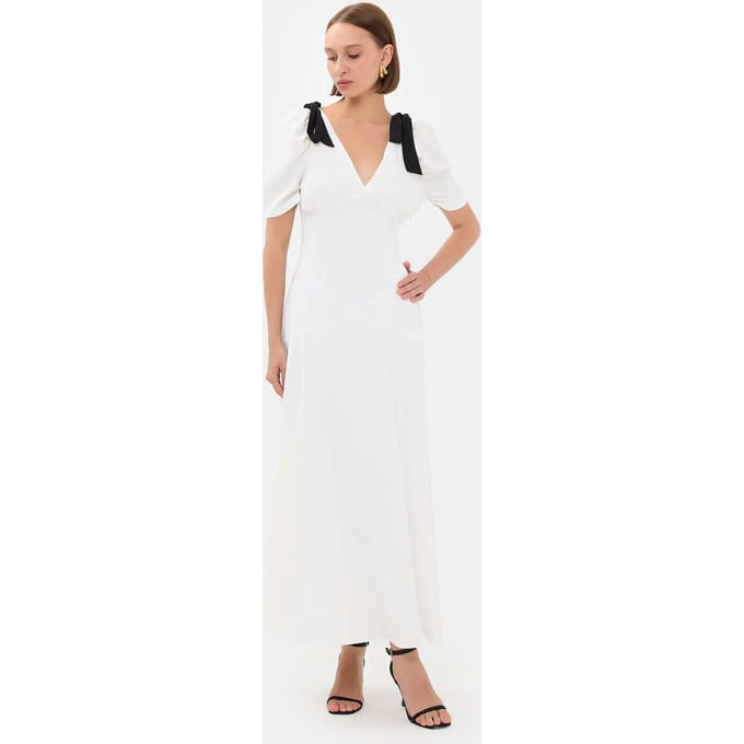 V-hals Maxi-jurk met halsdetail