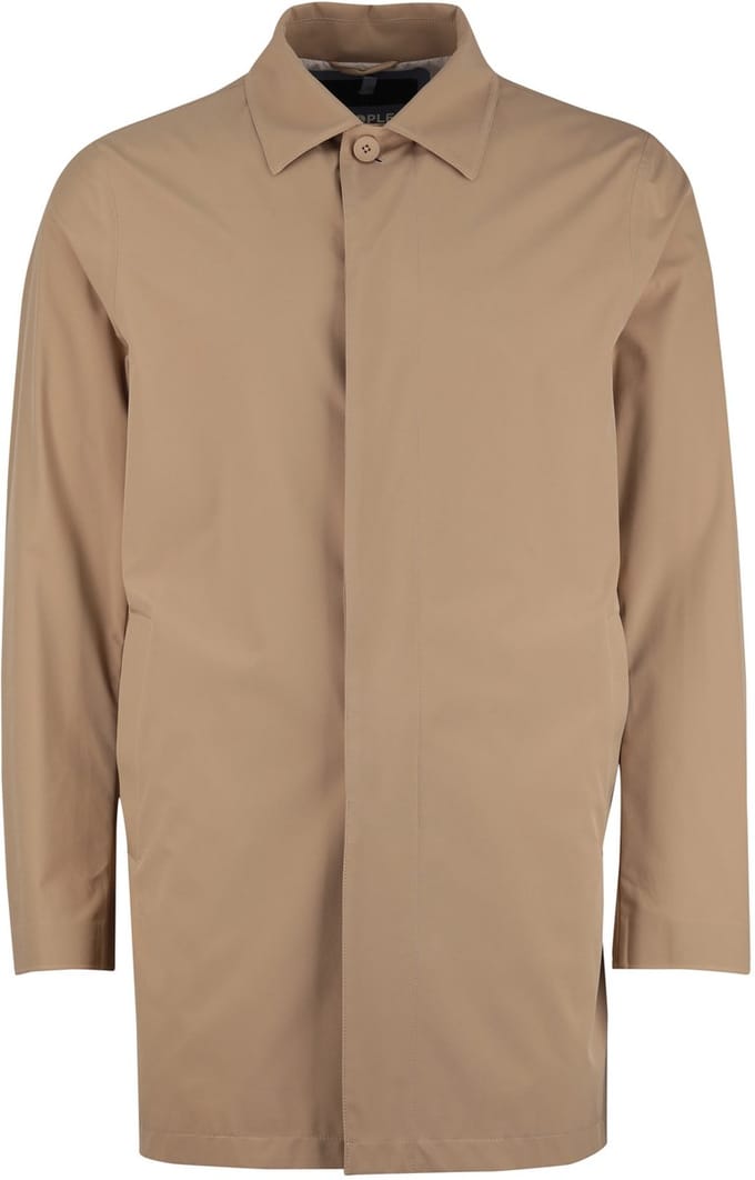 mantel jas People of Shibuya Toshiro camel polyester lang