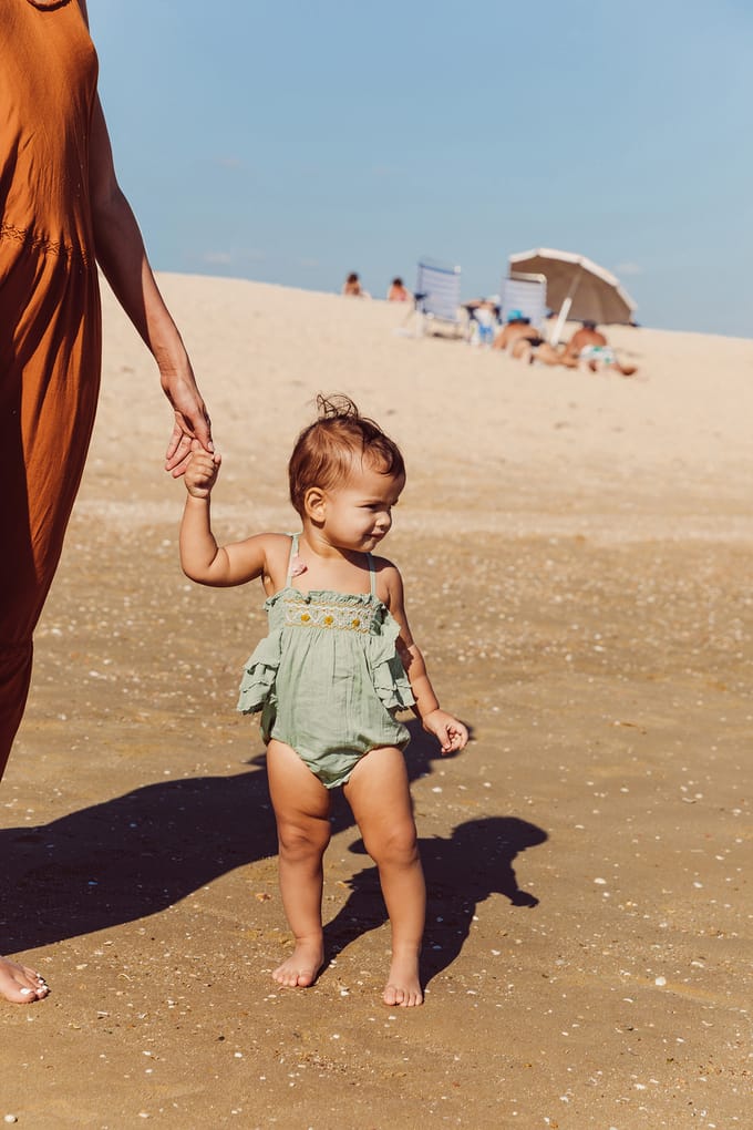 Louise Misha Rompers Emmaline Olive Größe: 6M | Strampler Outlet | Unisex | Grün