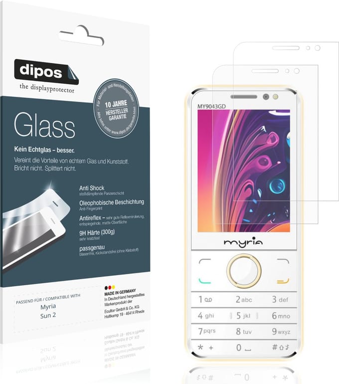dipos – 2x Matte Pantserfolie geschikt voor Myria Sun 2 | 9H Screenprotector