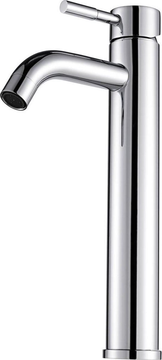 H&F SENY Wastafelkraan Hoog Chroom – 1 Greeps Opbouw Kraan Rond Design