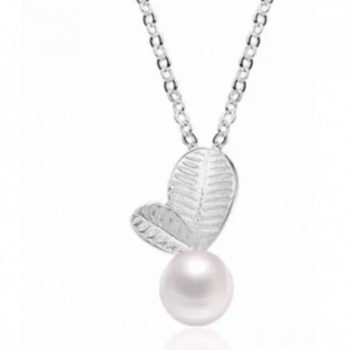 Zilverplating ketting Carlin synthetische parel 45 cm - Charme Bijoux