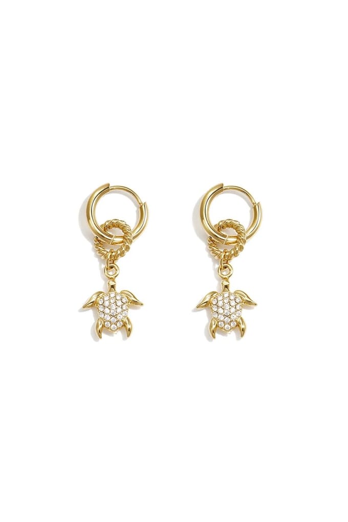 Turtle oorbellen goud