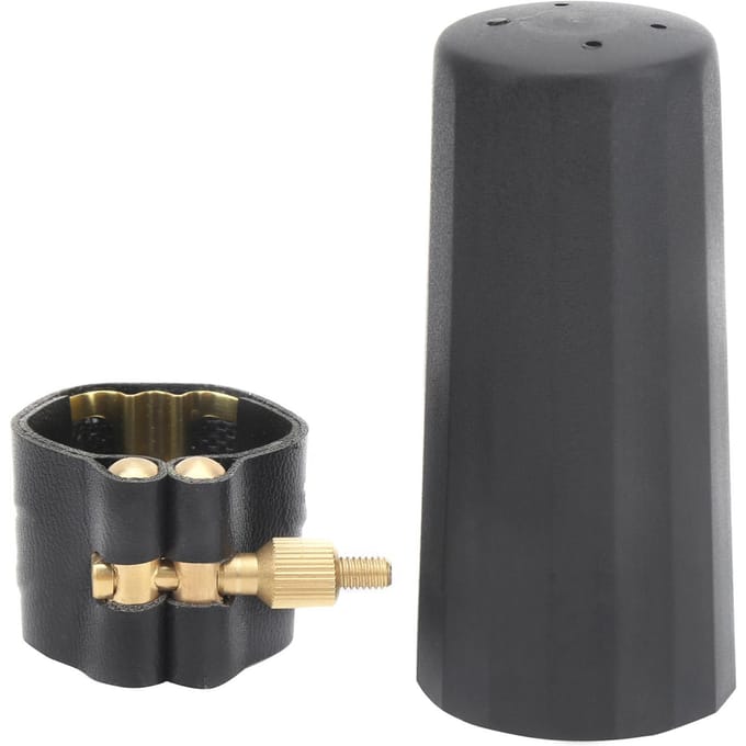 Kit bec de saxophone alto en cuir PU, attache de ligature, capuchon en plastique, boîte blanche JS01 black