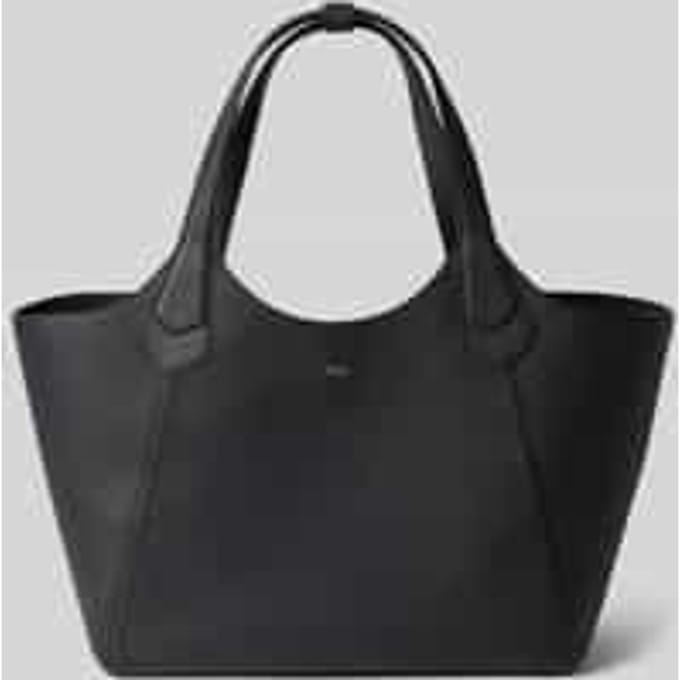 shopper van echt leer met labeldetail