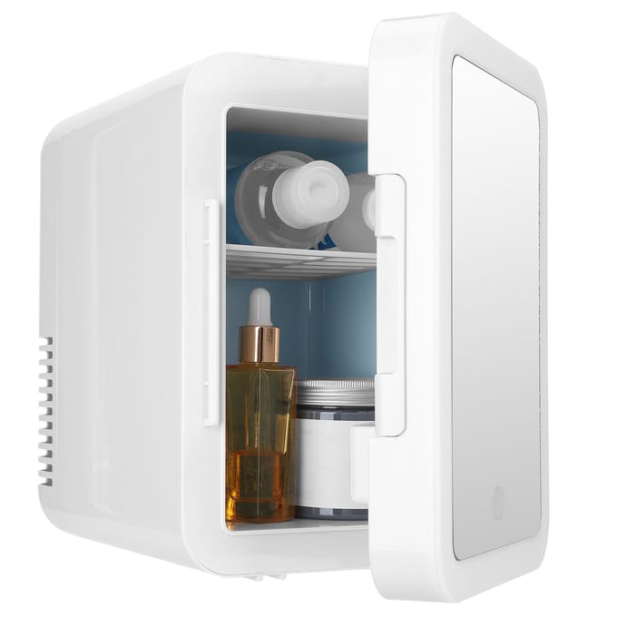 4L Mini Cosmetica Koelkast Koelen Verwarmen Vriezer met Make-up Spiegel EU Plug white